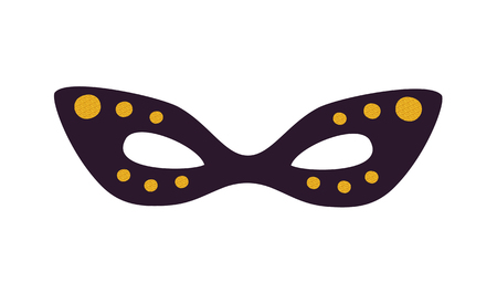 Dark masquerade mask icon isolated on white background. Vector illustration with part of carnival costume decorated with golden rhinestonesのイラスト素材