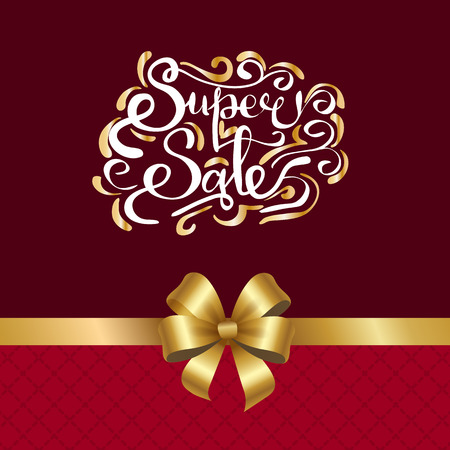 Super Sale Inscription with Golden Curved Elements.のイラスト素材