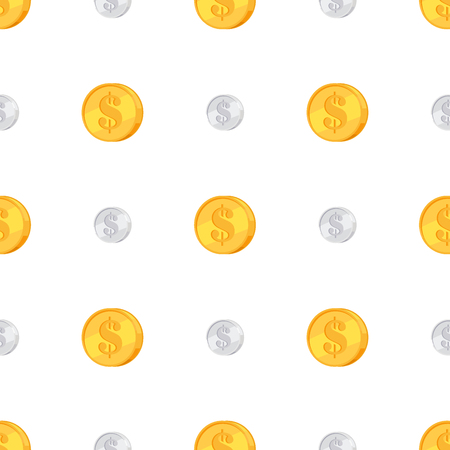 Golden and Silver Coins with Dollar Sign Isolatedのイラスト素材