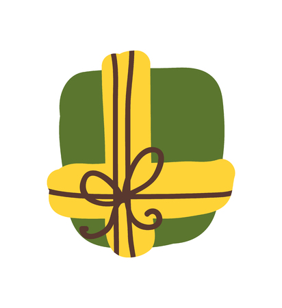 Gift Box Decorated with Bow Vector Illustrationのイラスト素材