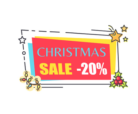 Christmas Sale 20 Off Promo Sticker in Frameのイラスト素材