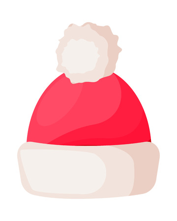 Santa Claus Winter Woolen Hat Isolated on White.のイラスト素材