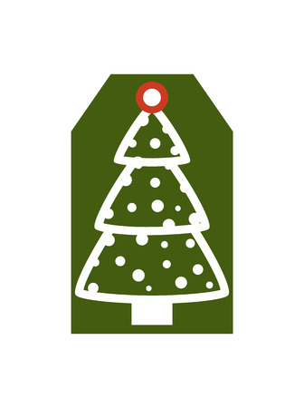 Christmas Tree on Label on Vector Illustrationのイラスト素材