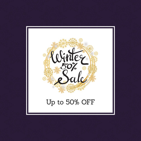 Winter Sale Poster in Frame Made of Snowflakesのイラスト素材