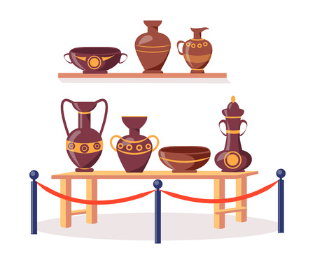 Set of Ancient Greek Pottery Isolated Illustrationのイラスト素材