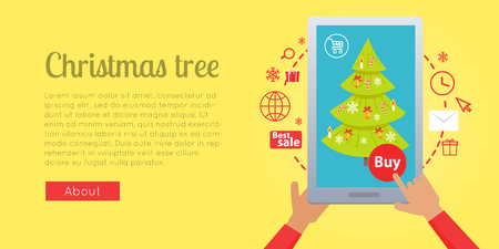 Christmas tree online purchase icon.のイラスト素材
