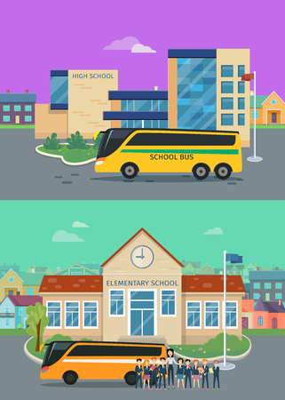 Elementary and High School Flat Concepts.のイラスト素材