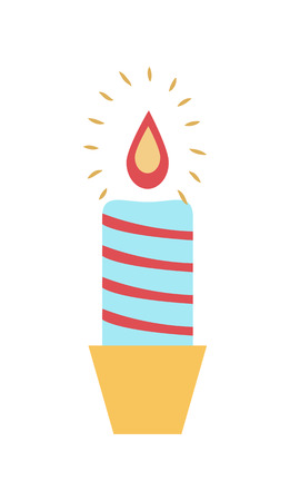 Burning Wax Candle Candlestick Vector Illustrationのイラスト素材