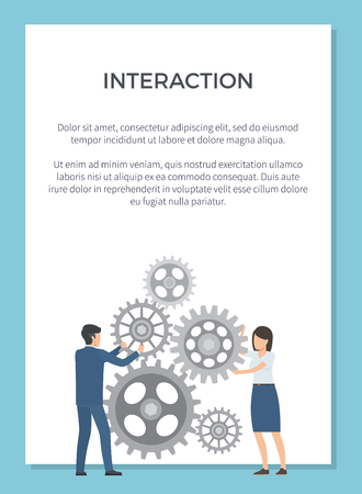 Interaction representation with two co-workers working together on mechanism.のイラスト素材