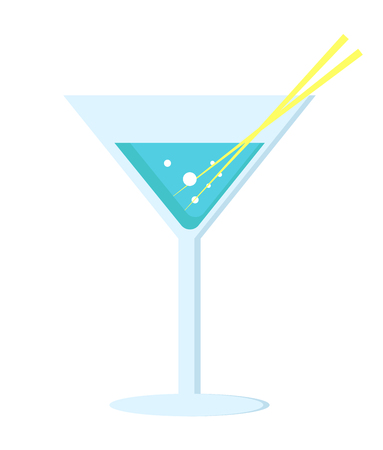 Margarita Cocktail in Glass Long Leg with Umbrellaのイラスト素材