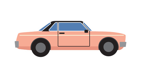 Pink Retro Coupe Car Vector Illustration Isolatedのイラスト素材