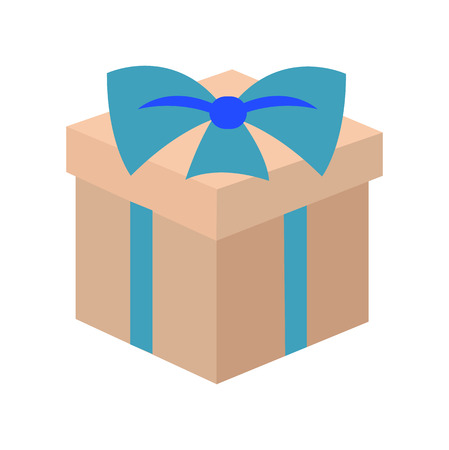 Present and Christmas elegance, gift with cute bow made of ribbon, wrapping covering box with something inside of it vector illustration.のイラスト素材
