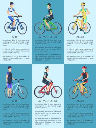 Sport, Cyclist and Active Lifestyle Set of Postersのイラスト素材