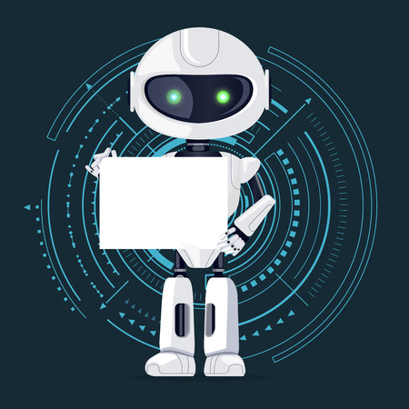 Robot and Sheet of Paper, Vector Illustrationのイラスト素材