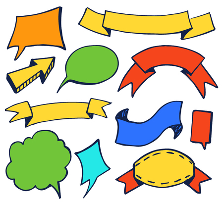 Various Multicolored Stickers Vector Illustrationのイラスト素材