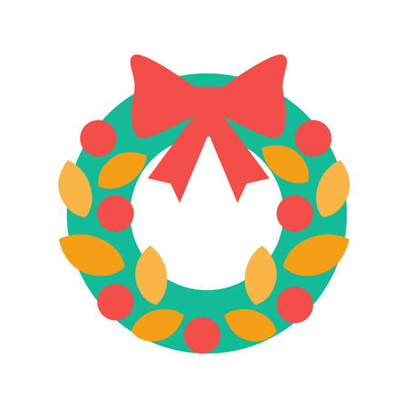 Christmas Wreath with Bow and Decorative Elementsのイラスト素材