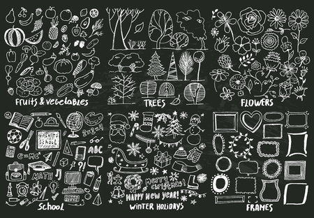 Flowers Frames Trees School Holidays Fruits Iconsのイラスト素材