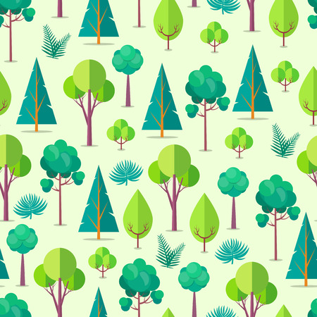 Seamless Pattern with Trees and Bushes Vectorのイラスト素材