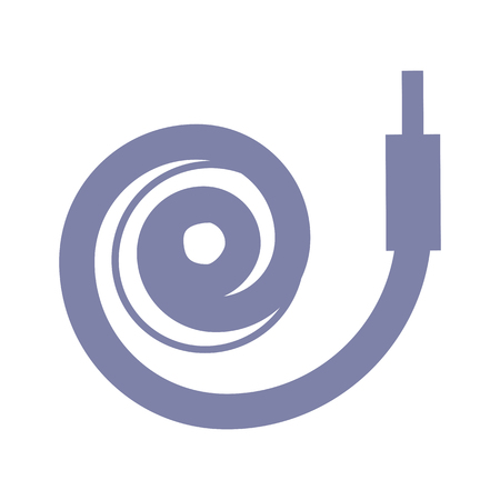 Hose pipe for firefighting isolated on white. Vector colorful illustration in flat design of blue rounded long tube for supplying waterのイラスト素材