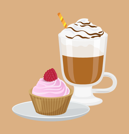 Cupcake and Cappuccino Poster Vector Illustrationのイラスト素材