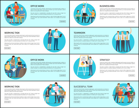 Successful Office Teamwork Promo Internet Pagesのイラスト素材