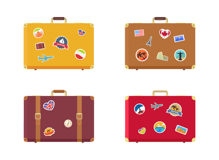 Time to Travel Suitcase with Magnets Souvenirsのイラスト素材