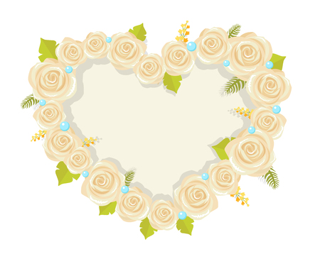 Heart Made of White Roses Vector Illustrationのイラスト素材