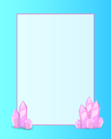 Pink crystals place for text in white frame vectorのイラスト素材