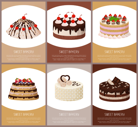 Cakes Variety Page Online Shop Vector Illustrationのイラスト素材