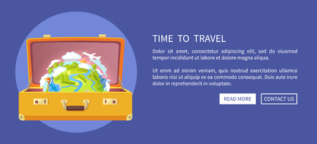 Time to Travel Suitcase Poster Vector Illustrationのイラスト素材