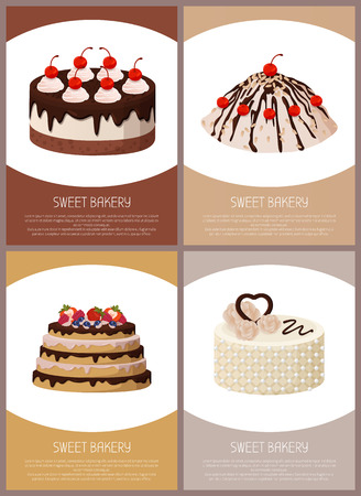 Cakes Variety Page Online Shop Vector Illustration.のイラスト素材