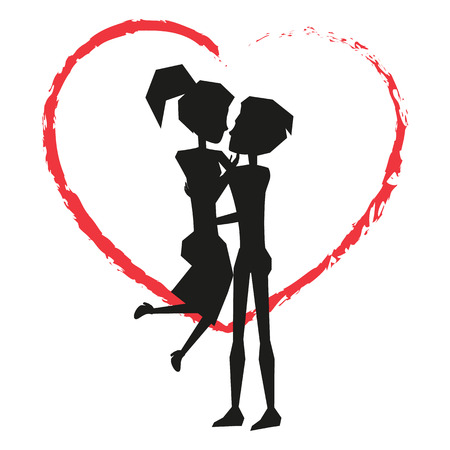 Man Holding Woman Silhouette Vector Illustration.のイラスト素材