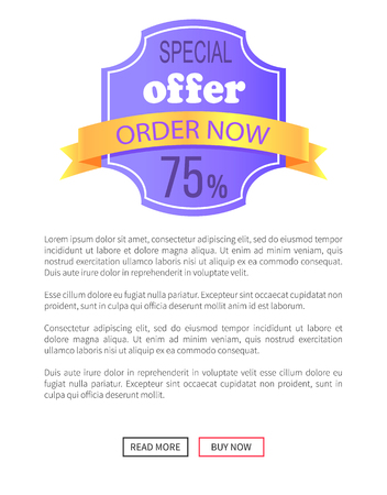 Special Offer Order Now 75 Percent Off Discountのイラスト素材