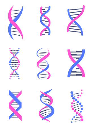 Set of DNA Thread Like Chains Colorful Bannerのイラスト素材