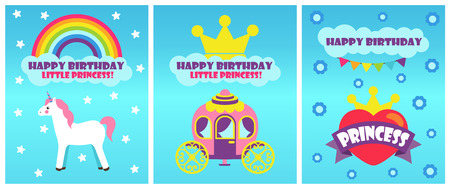 Happy Birthday Little Pincess Vector Illustrationのイラスト素材