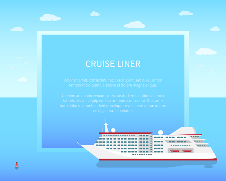Cruise Liner Poster, Color Vector Illustrationのイラスト素材