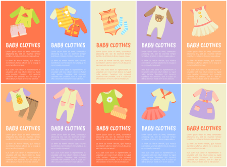 Baby Clothes Set with Text Vector Illustrationのイラスト素材