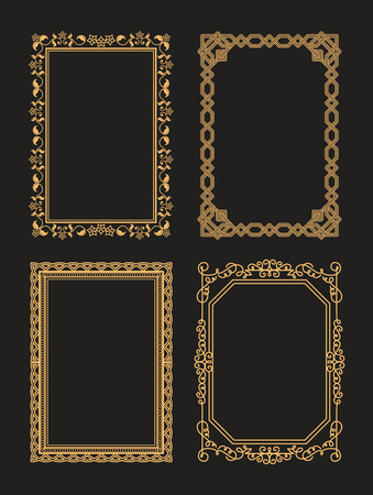 Decorative Frames Set of Curved Graphic Ornamentのイラスト素材