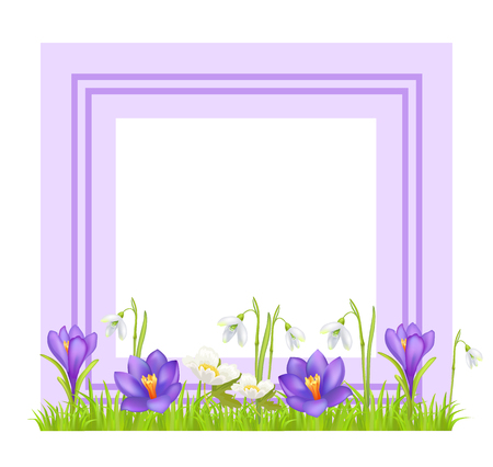 Decorative frame with text space and spring flowers designのイラスト素材