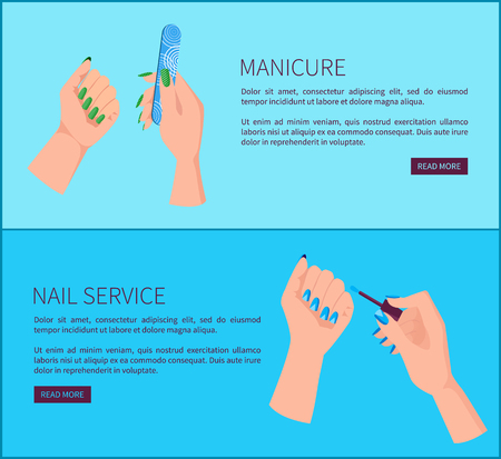 Manicure and nail service internet promo page.のイラスト素材
