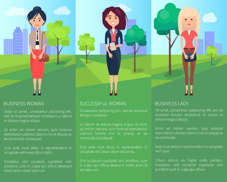 Successful Lady Business Woman Colorful Bannerのイラスト素材