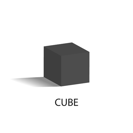 Cube Isolated Geometric Figure of Black Colorのイラスト素材