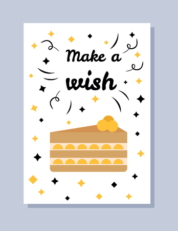 Make a Wish Postcard and Title Vector Illustrationのイラスト素材