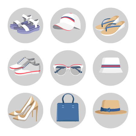 Summer Mode Circled Collection Vector Illustrationのイラスト素材