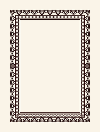 Old Vintage Frame with Cut Angles and Thin Swirls Vector illustration.のイラスト素材