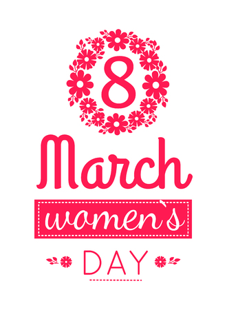 Flower Frame 8 March International Women's Day Sign Vector illustration.のイラスト素材