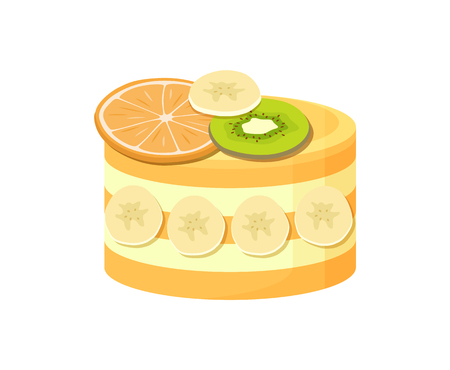 Beautiful Fruit Cake Poster Vector Illustrationのイラスト素材