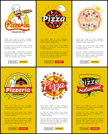 Pizzeria Italian Recipes Web Vector Illustrationのイラスト素材