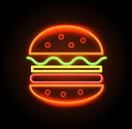 Cheeseburger Neon Sign Poster Vector Illustrationのイラスト素材