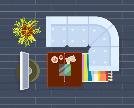 Living Room Planning Dark Vector Illustrationのイラスト素材